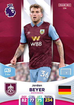 Beyer (Burnley - Defender) - Adrenalyn XL 2024