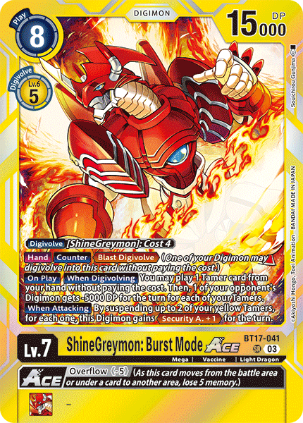 ShineGreymon: Burst Mode ACE BT17-041