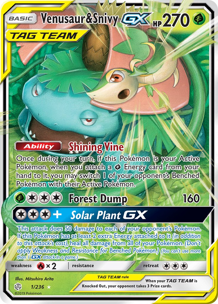 Venasaur & Snivy GX | Cosmic Eclipse 001/236