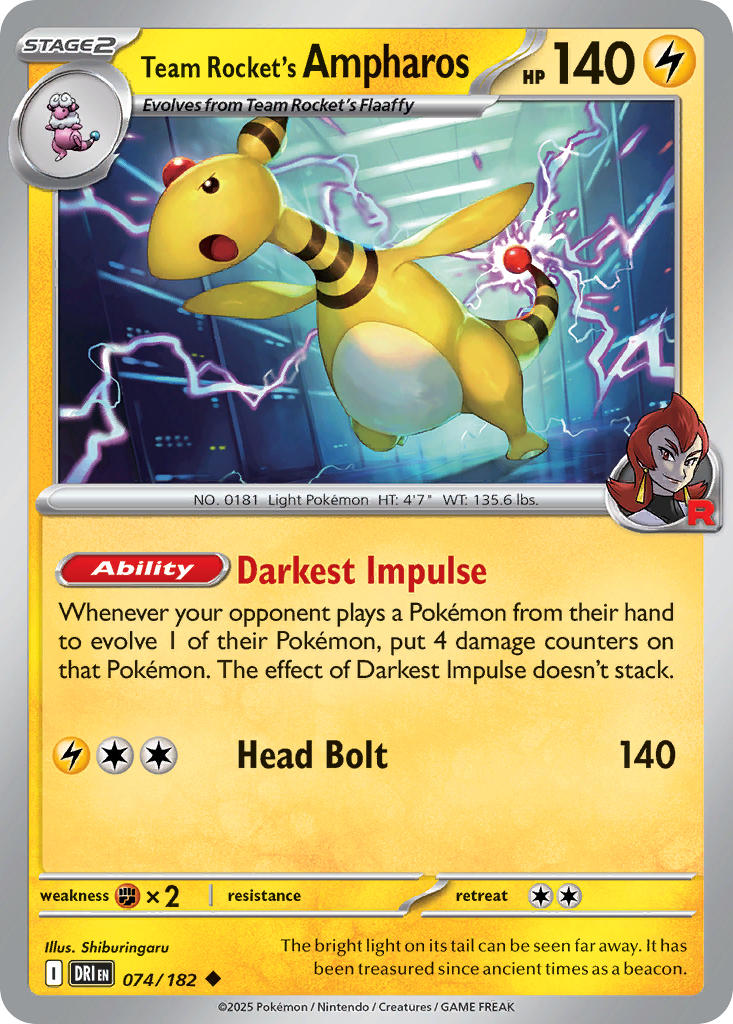 Team Rocket's Ampharos | Destined Rivals 74/182