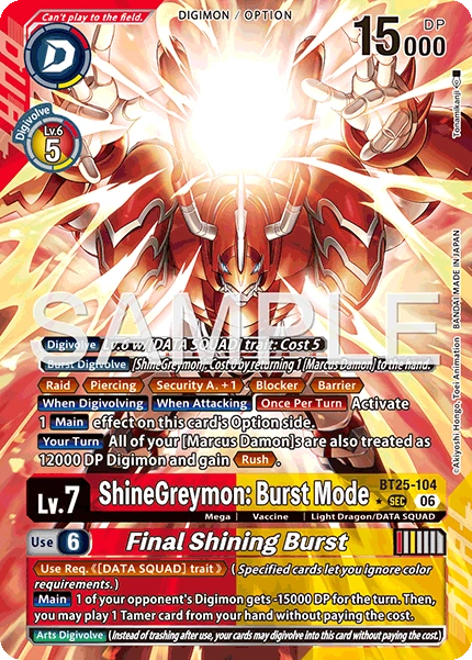 ShineGreymon: Burst Mode / Final Shining Burst BT25-104 (Alternate Art)