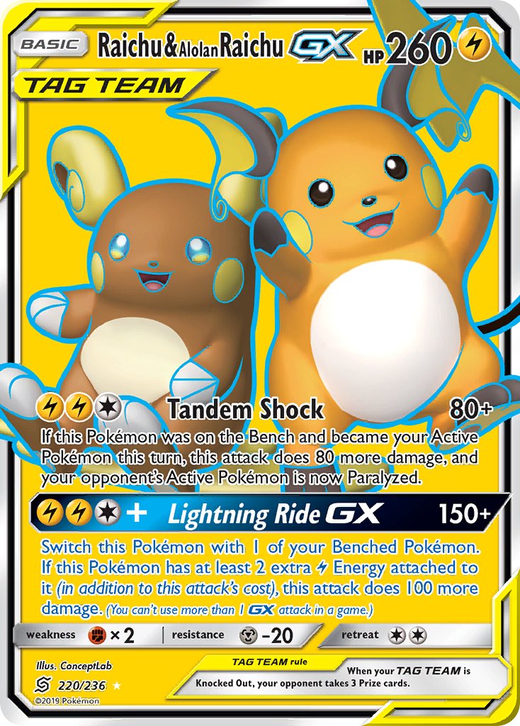 Raichu & Alolan Raichu GX | Unified Minds 220/236