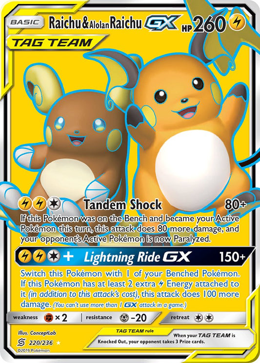 Raichu & Alolan Raichu GX | Unified Minds 220/236
