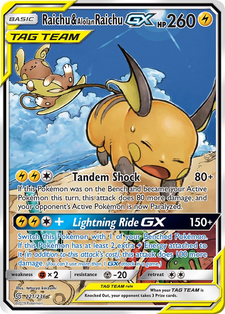 Raichu & Alolan Raichu GX | Unified Minds 221/236
