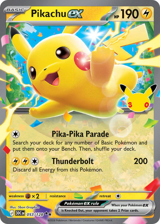 Pikachu ex | 30th Celebration 053/128
