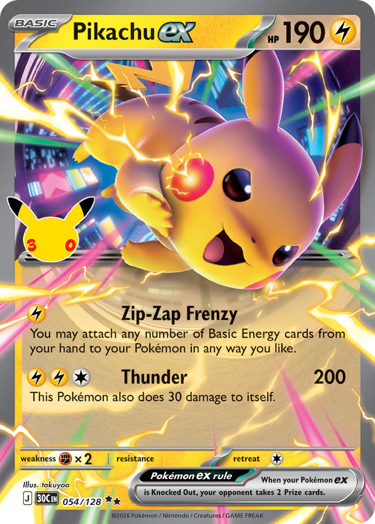 Pikachu ex | 30th Celebration 054/128