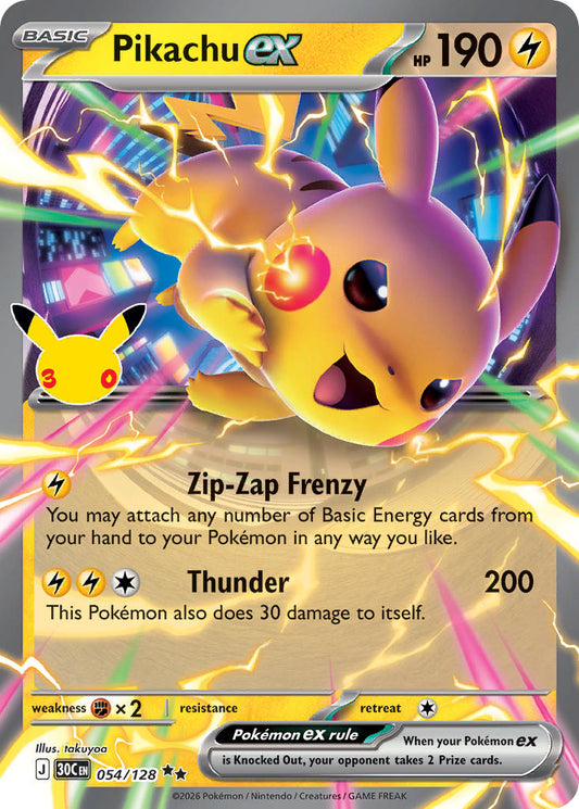 Pikachu ex | 30th Celebration 054/128